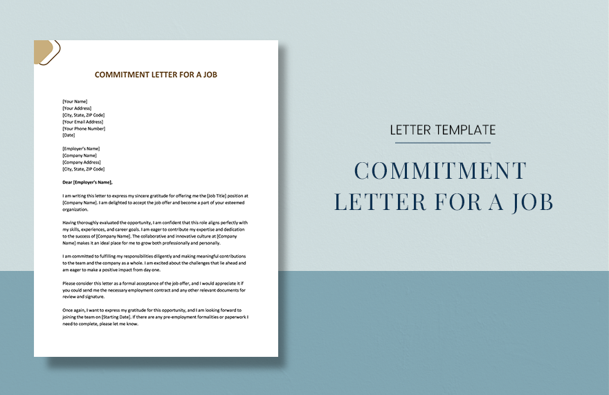 Free Commitment Letter For A Job