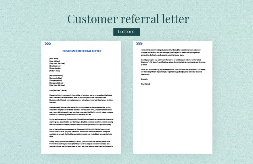 Customer referral letter