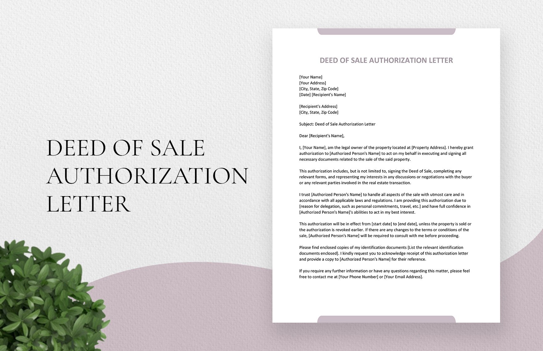 Deed of Sale Authorization Letter