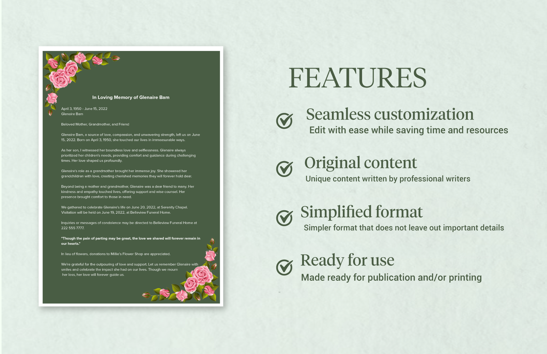 Obituary Template for Mother Template