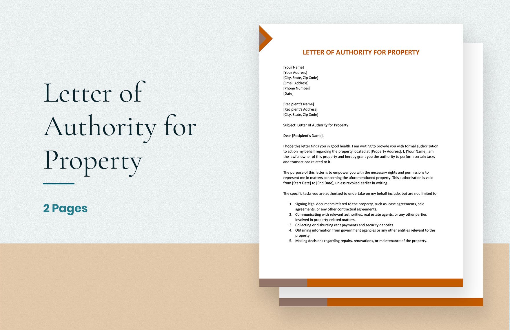 Letter of Authority for Property in Word, Google Docs, Apple Pages
