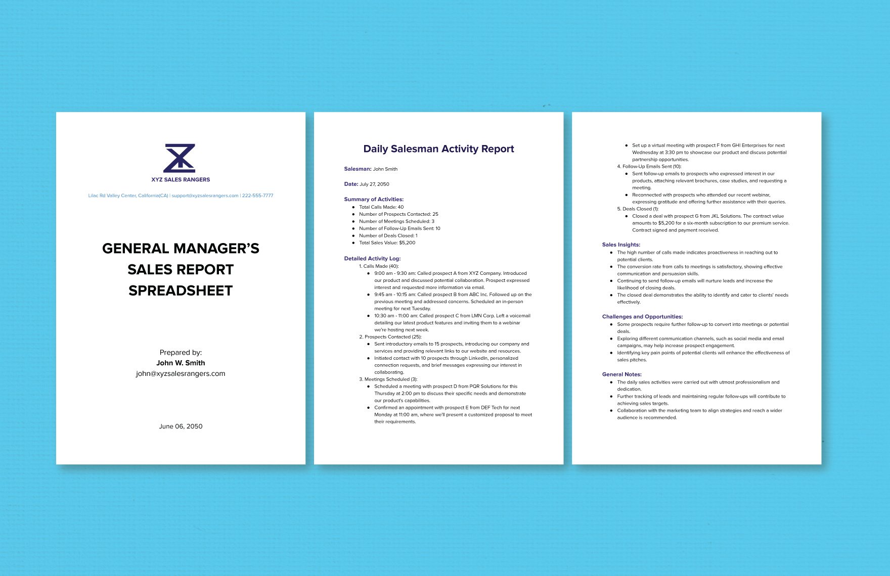 Daily Salesman Activity Report Template