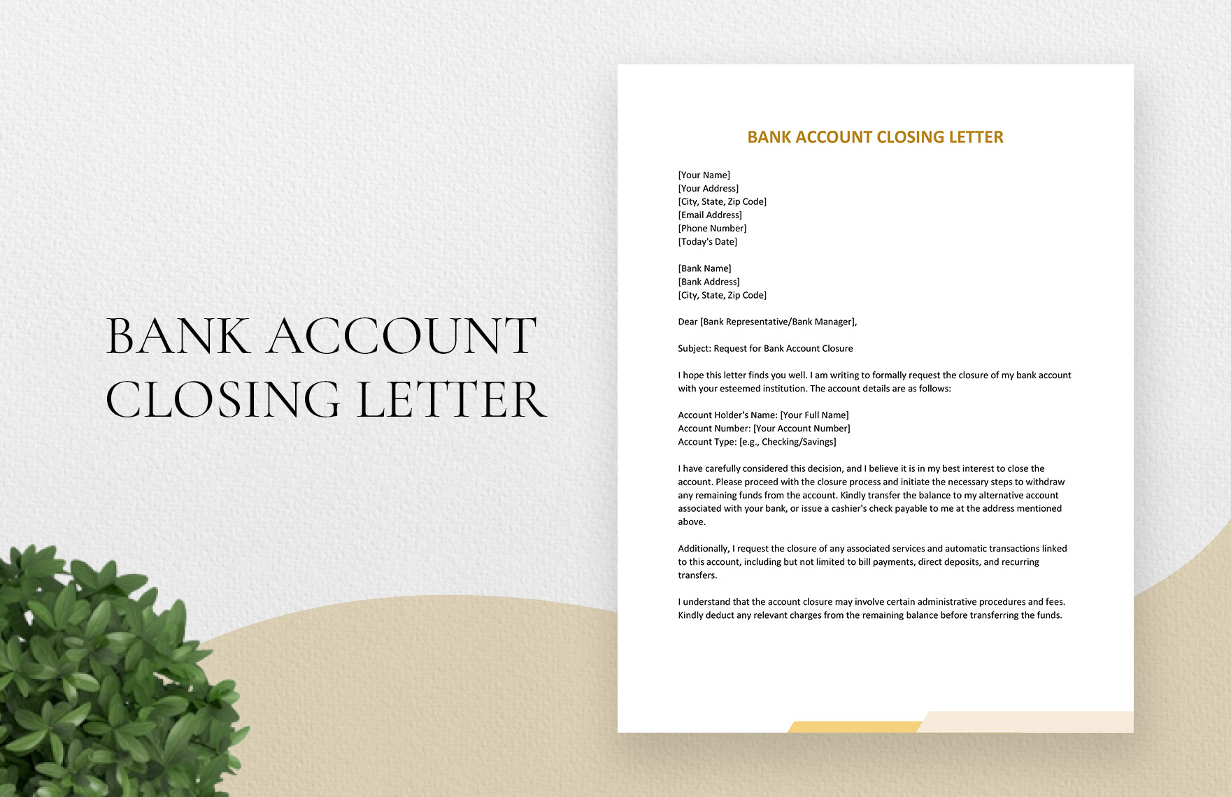 Bank Account Closing Letter in Word, Google Docs, Pages Download