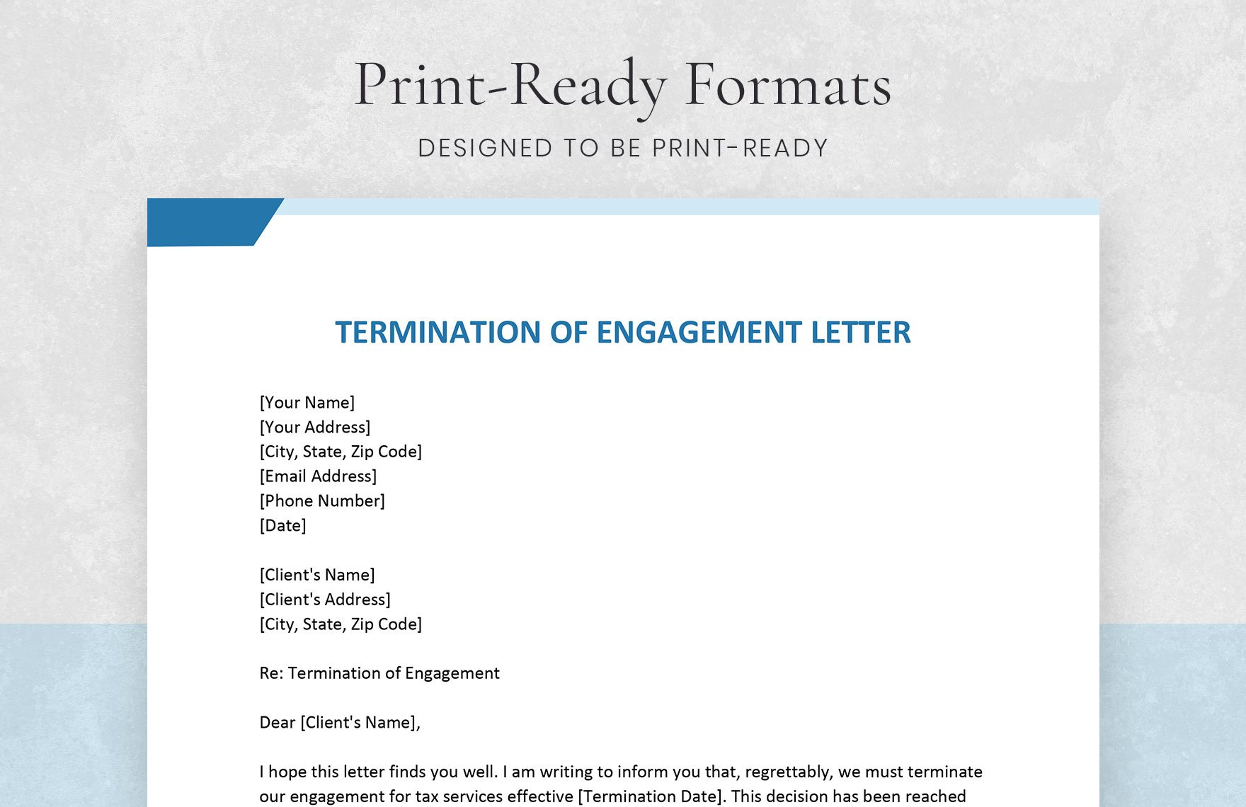 Termination of Engagement Letter
