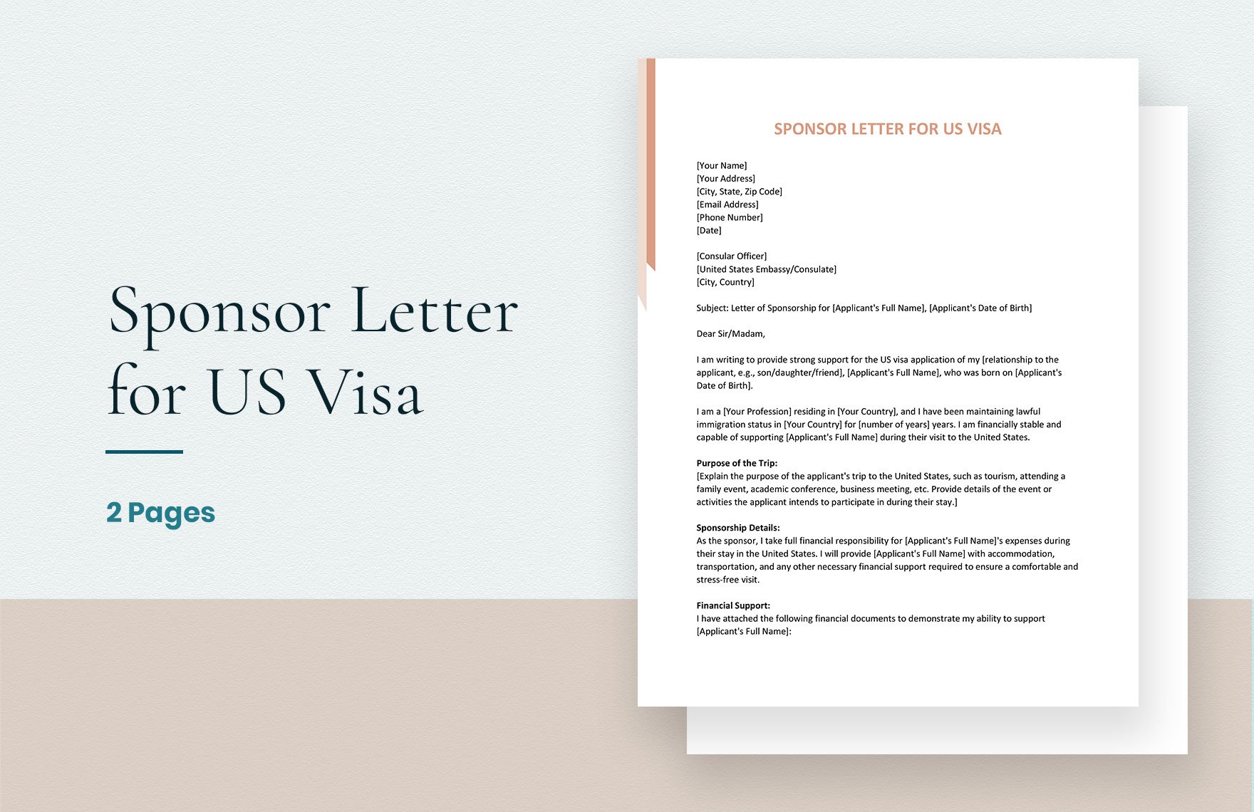 Sponsor Letter for US Visa