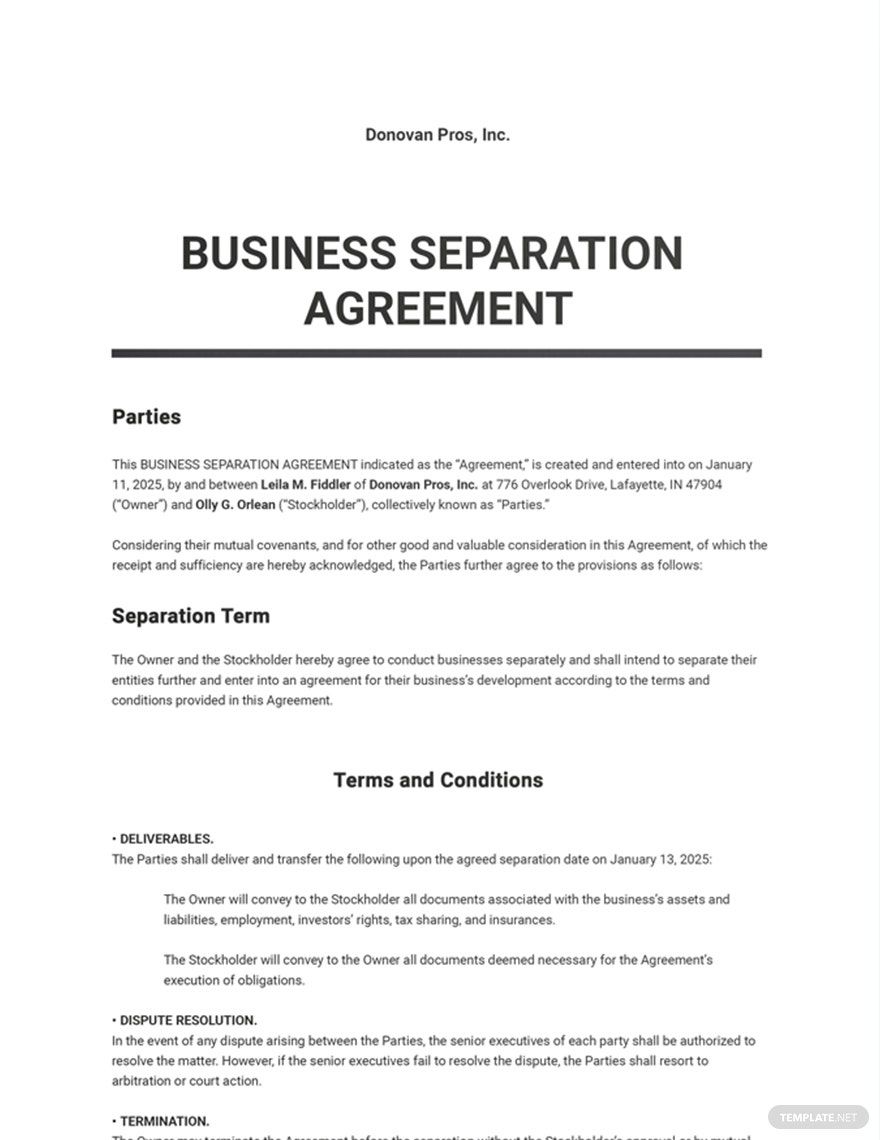 Free Common Law Separation Agreement Template Google Docs Word 