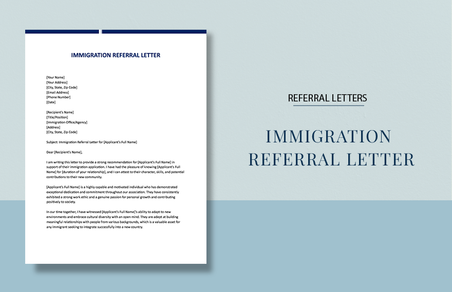 Immigration Referral Letter in Word, Google Docs, Apple Pages