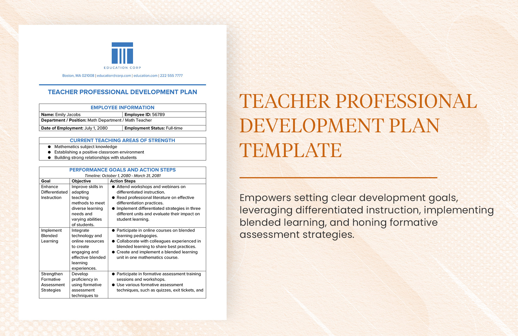 Teacher Professional Development Plan Template