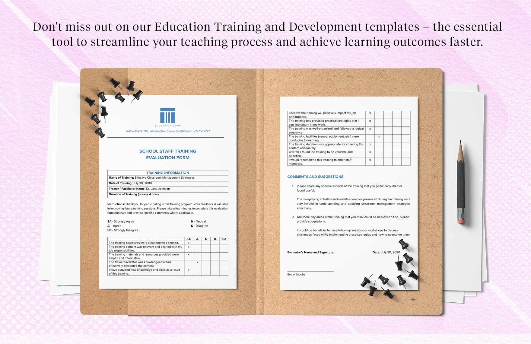 School Staff Training Evaluation Form Template