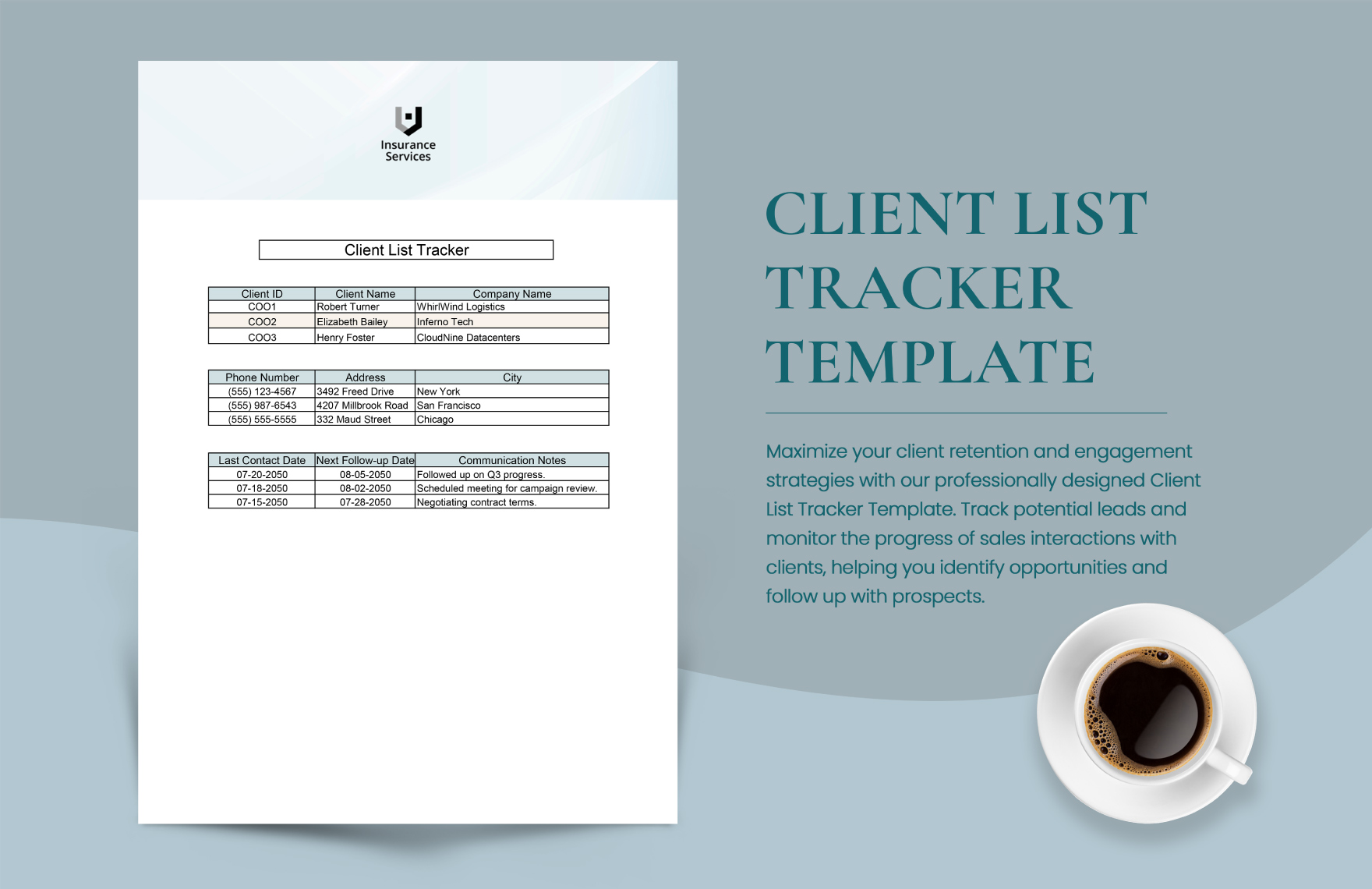 Client List Tracker Template in Excel, PDF, Google Sheets