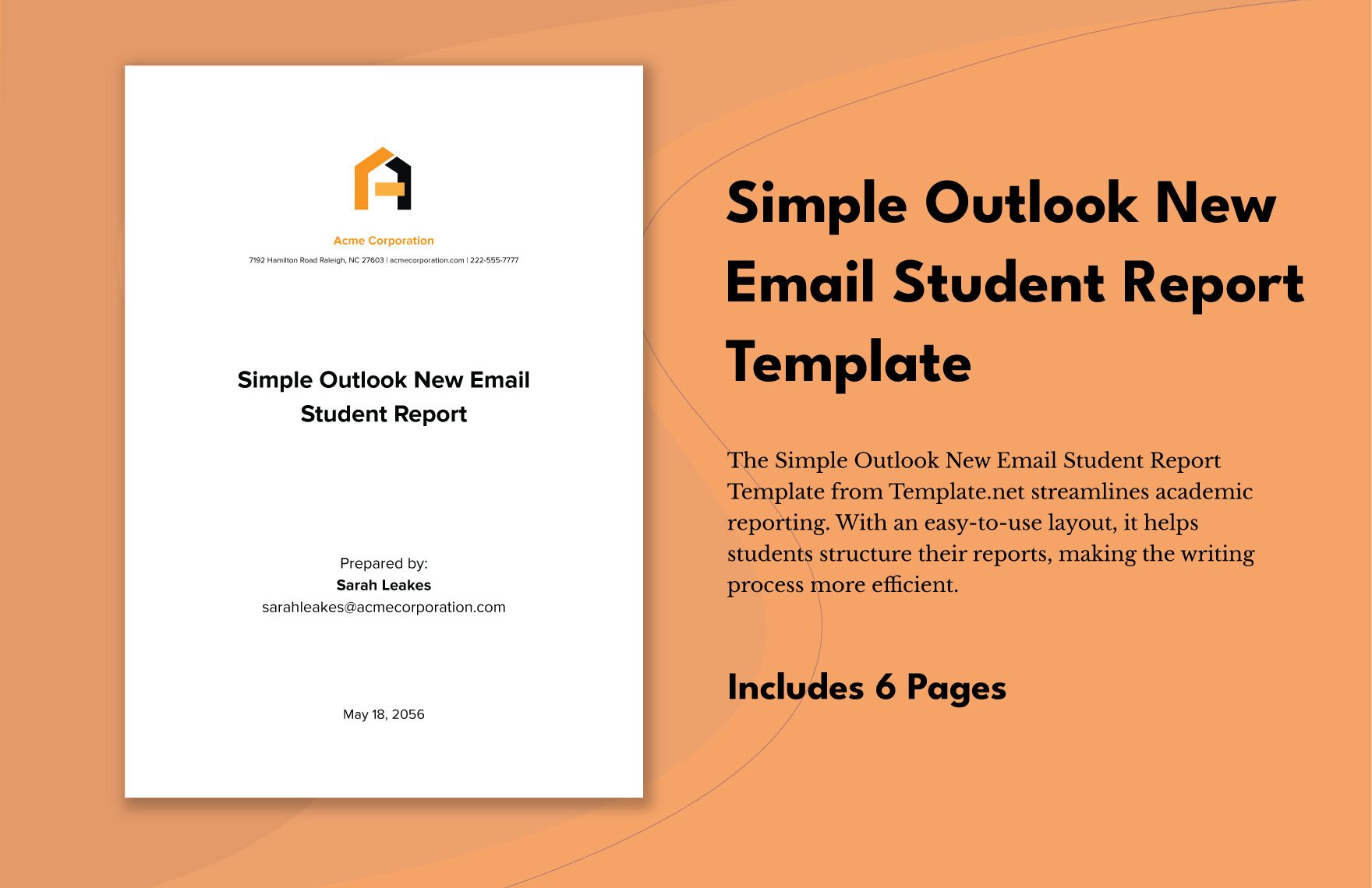 Simple Outlook New Email Student Report Template