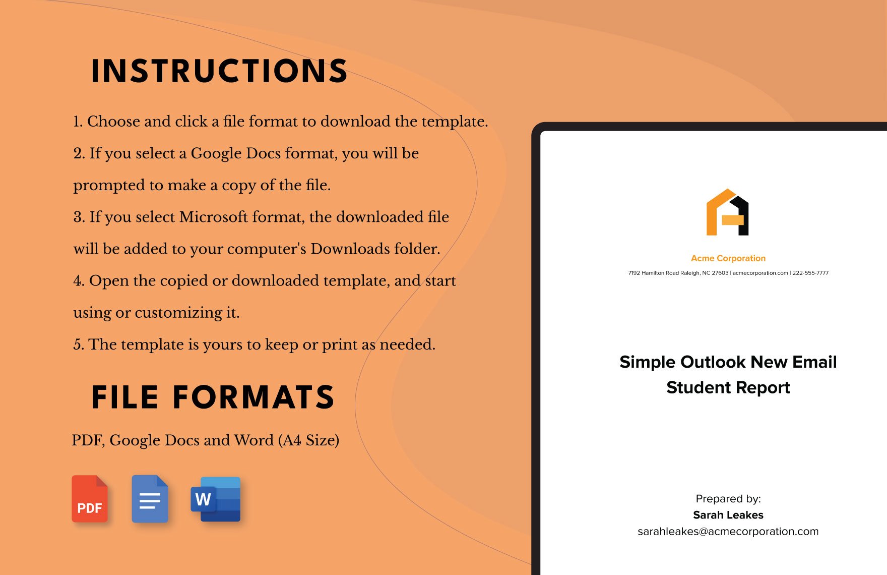 Simple Outlook New Email Student Report Template
