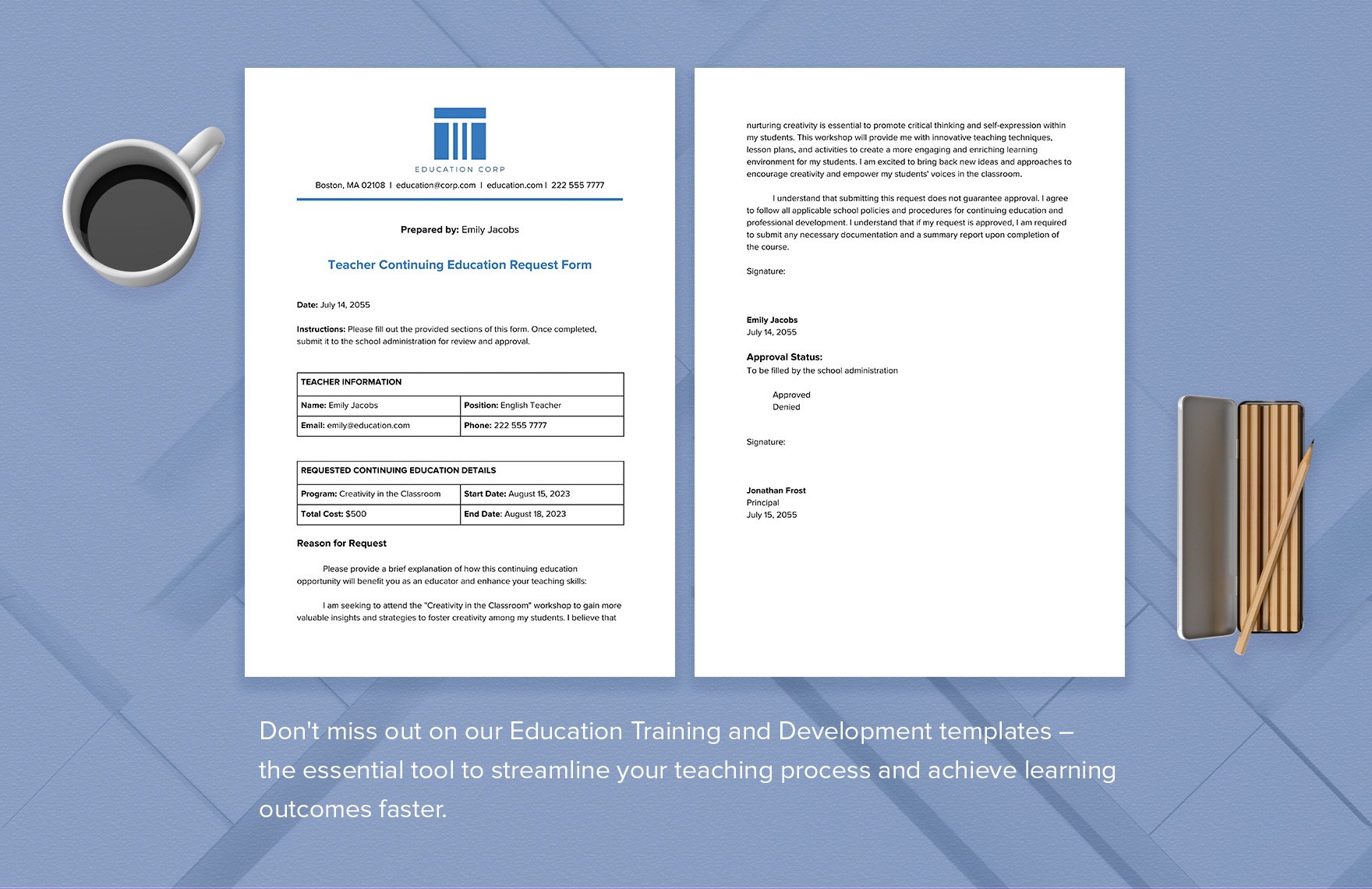 Teacher Continuing Education Request Form Template
