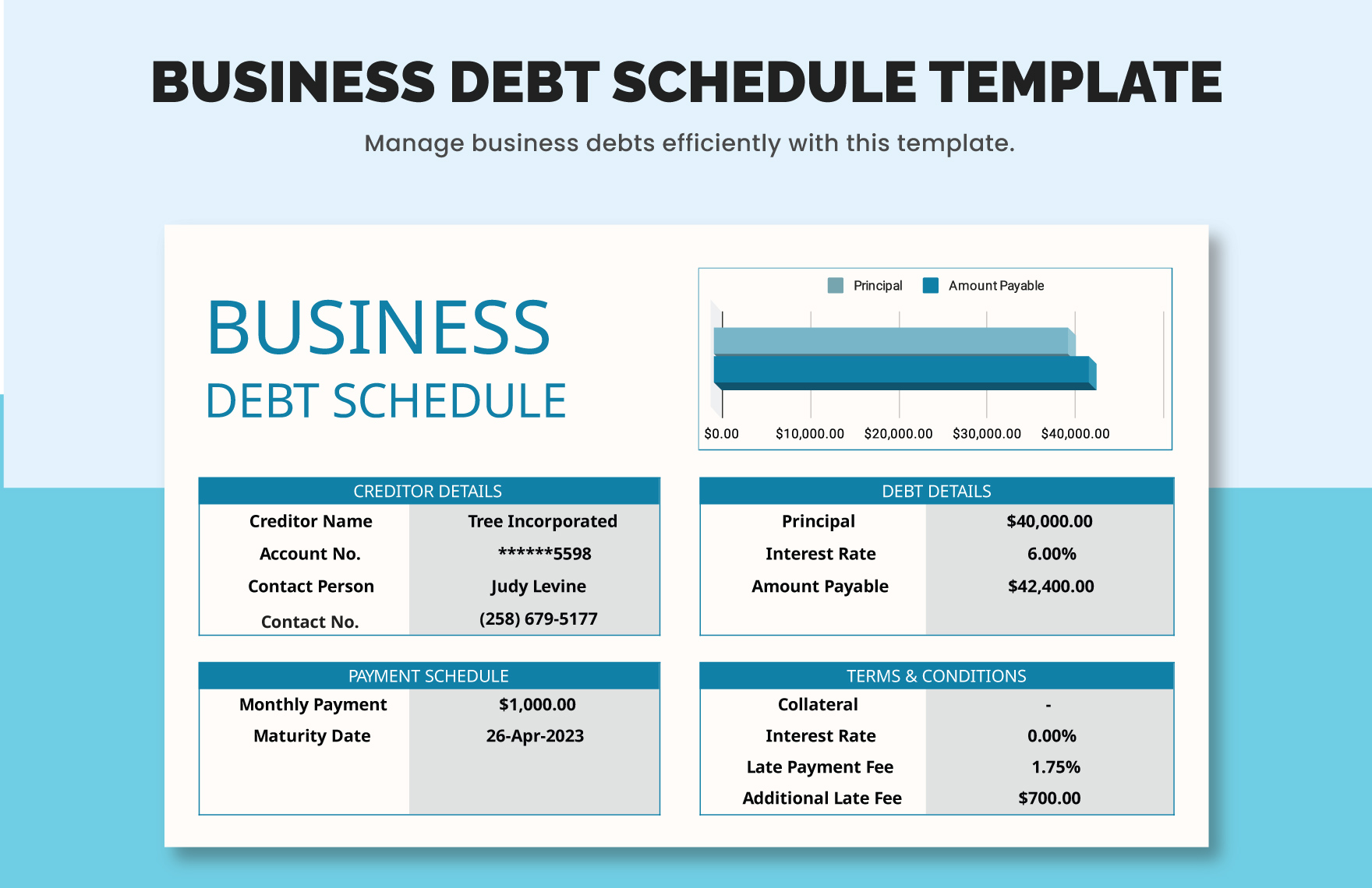 Business Debt Schedule Template Download In Excel Google Sheets