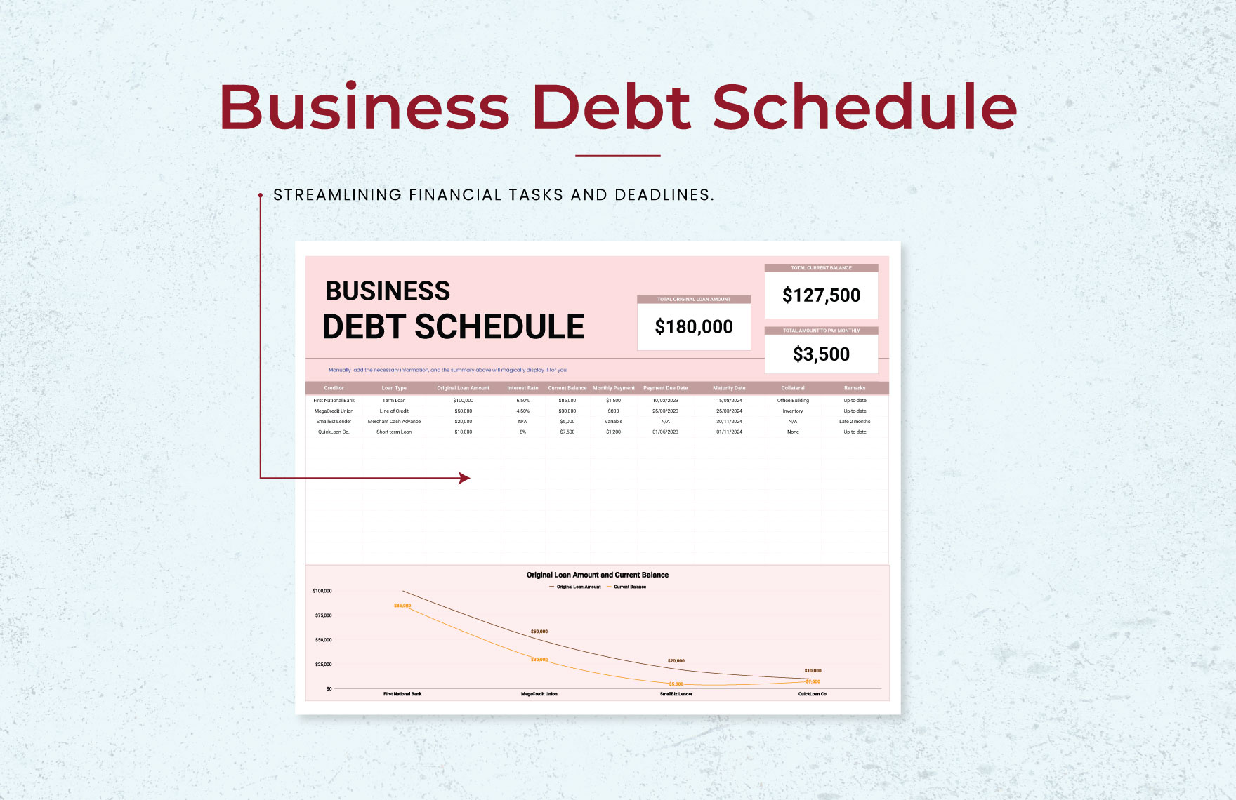 Business Debt Schedule Template