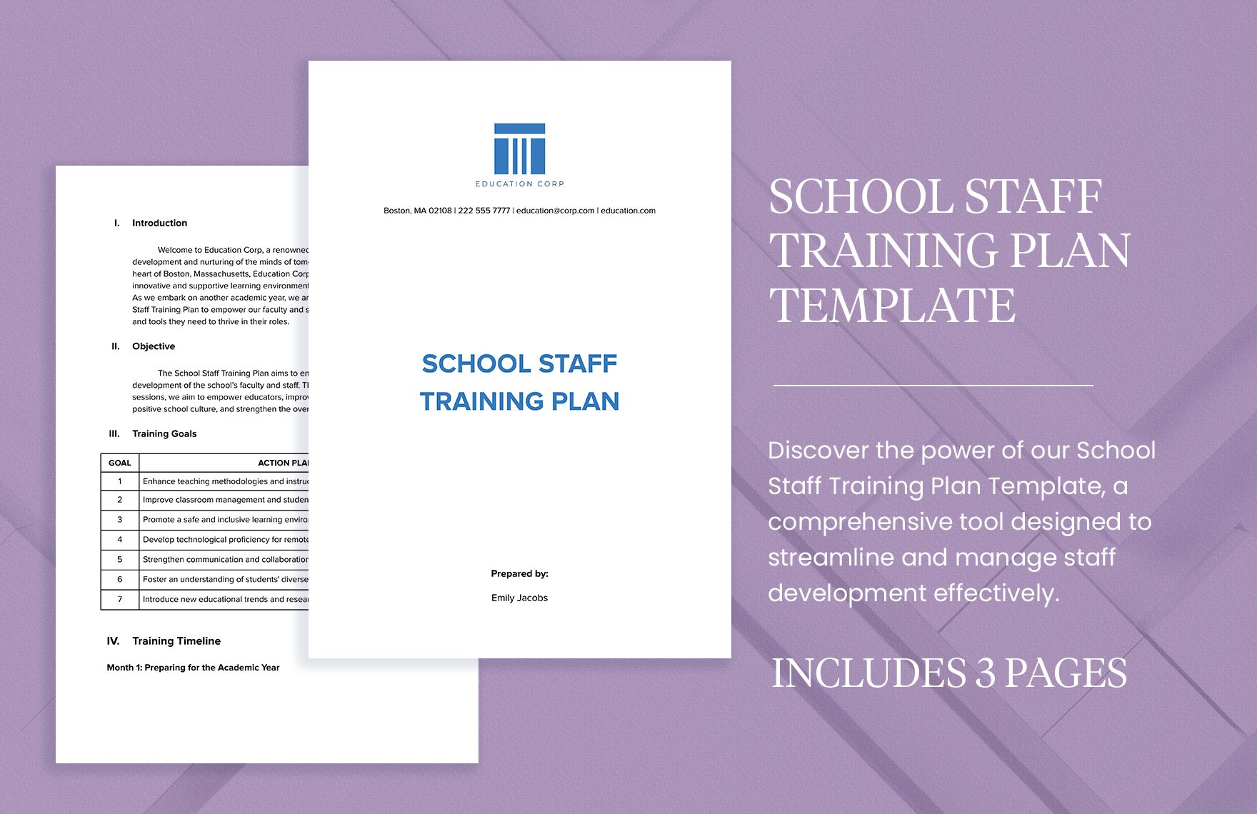 School Staff Training Plan Template