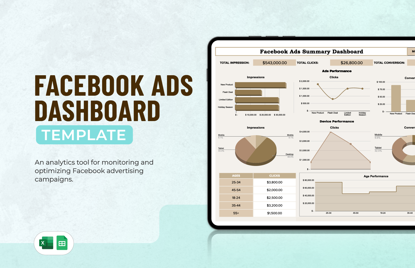 Facebook Ads Dashboard Template in Excel, Google Sheets - Download | Template.net