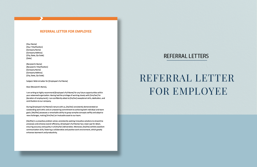 Referral Letter For Employee In Word Google Docs Pages Download Referral Letter For Employee In Word Google Docs Pages Download