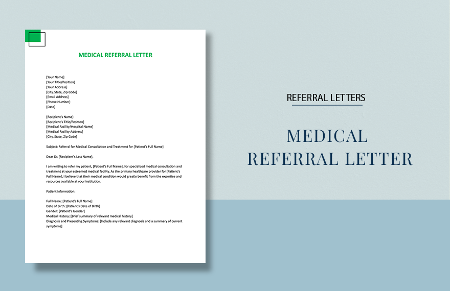 Medical Referral Letter in MS Word, GDocsLink, Pages Download