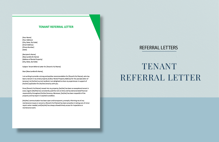 Free Tenant Referral Letter in Word, Google Docs, Apple Pages