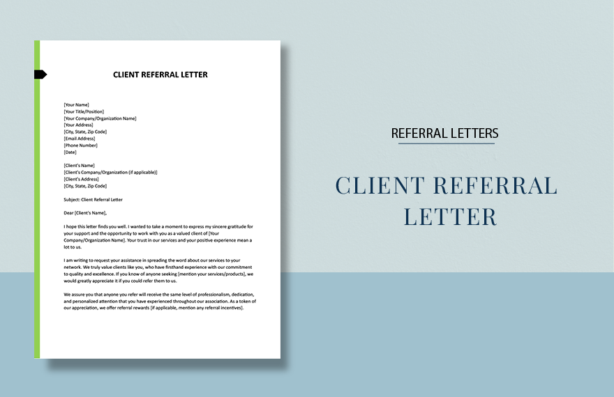 Client Referral Letter in Word, Google Docs, Apple Pages