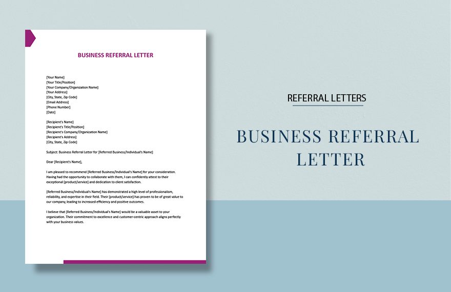 Business Referral Letter in Word, Google Docs, Apple Pages