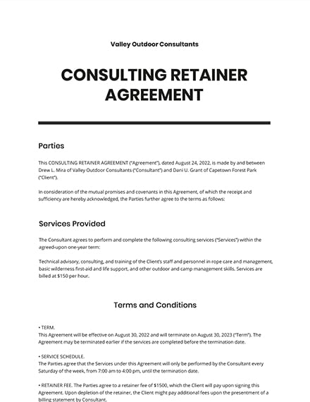 Design Retainer Agreement Templates