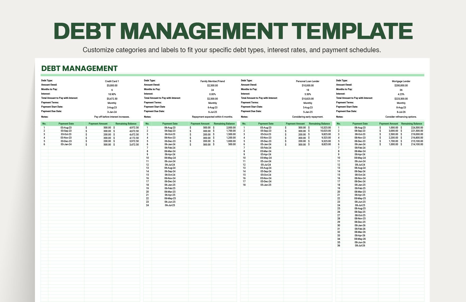 Debt Management Template