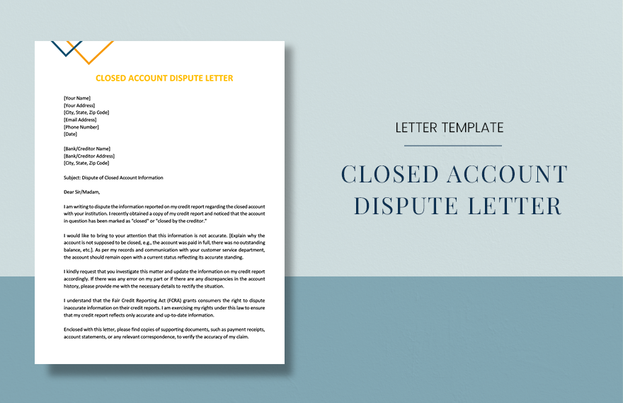 Closed Account Dispute Letter