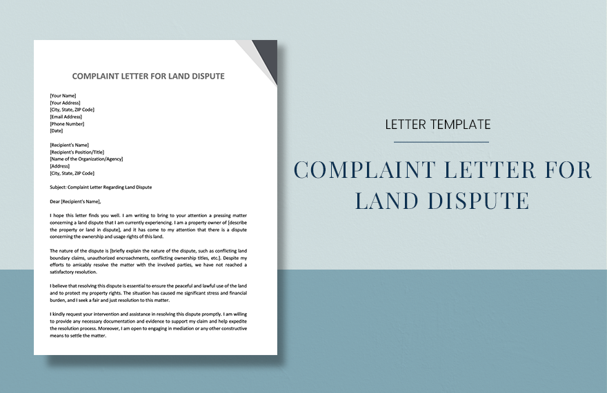 Complaint Letter For Land Dispute