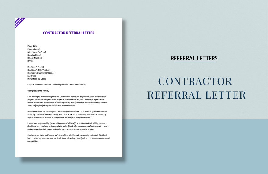 Contractor Referral Letter