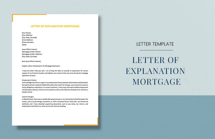 Letter of Explanation Mortgage  in Word, Google Docs, PDF, Apple Pages