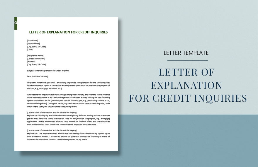 Letter of Explanation For Credit Inquiries in Word, Google Docs, PDF, Apple Pages