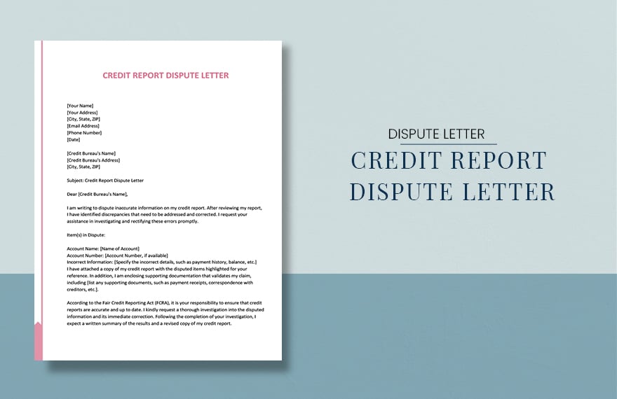 Free Credit Report Dispute Letter