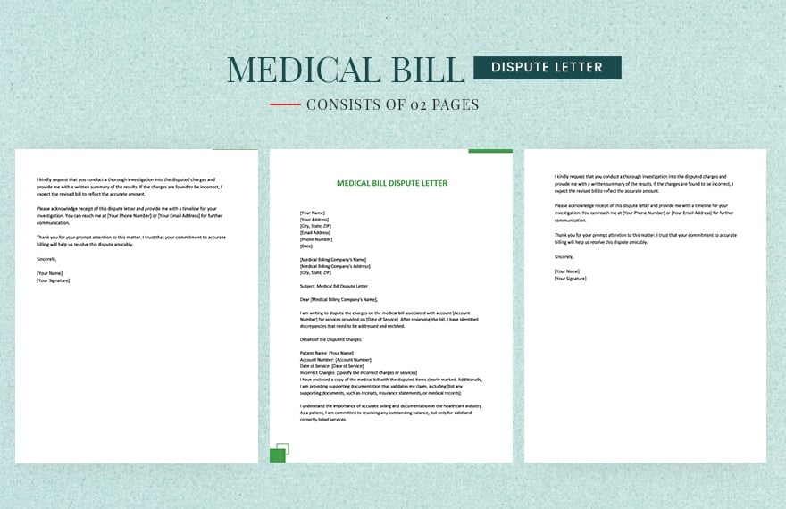 Medical Bill Dispute Letter in Word, Google Docs, Apple Pages