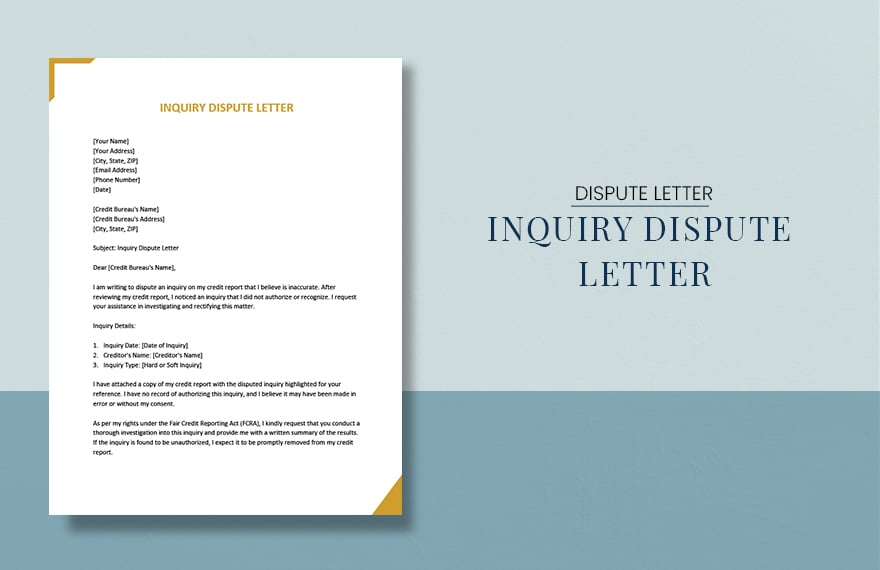 Inquiry Dispute Letter in Word, Google Docs, Apple Pages