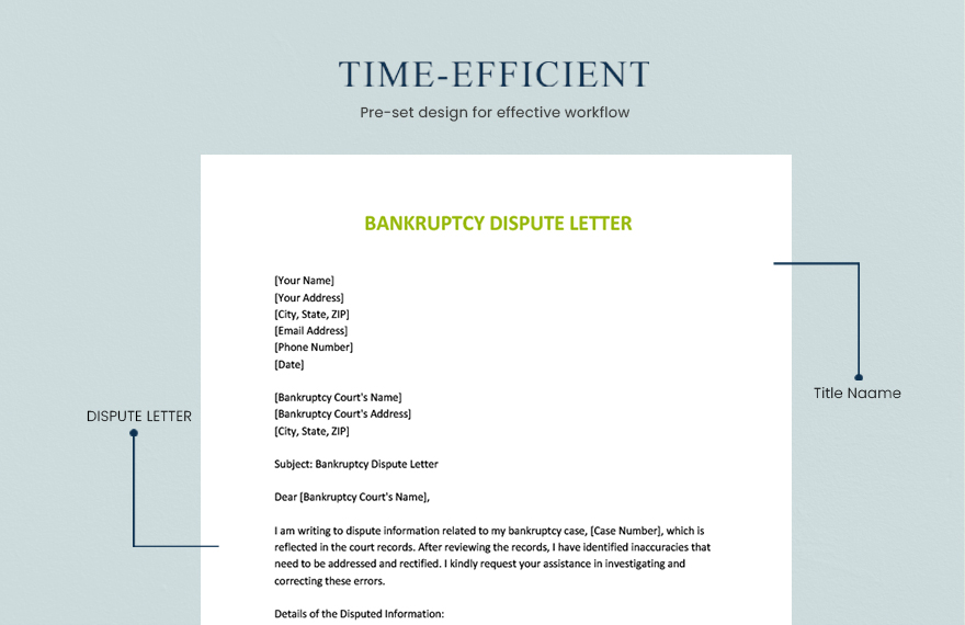 Bankruptcy Dispute Letter