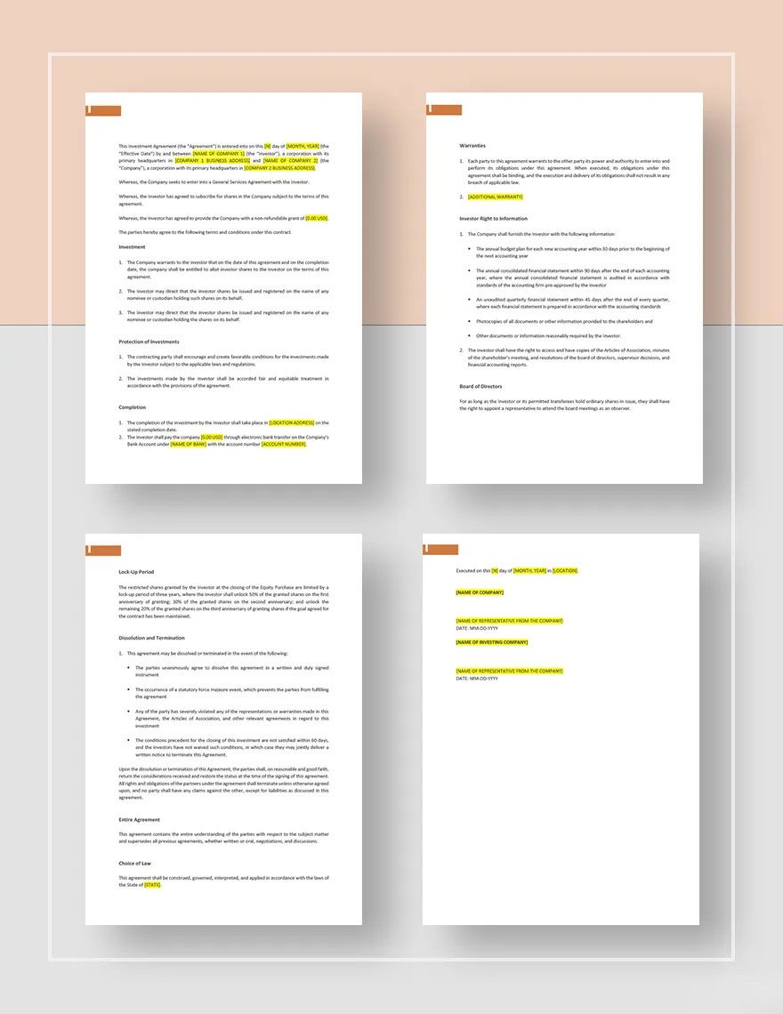 Investment Contract Agreement Template