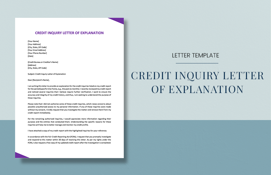 Credit Inquiry Letter Of Explanation in Word, PDF, Google Docs, Pages - Download | Template.net