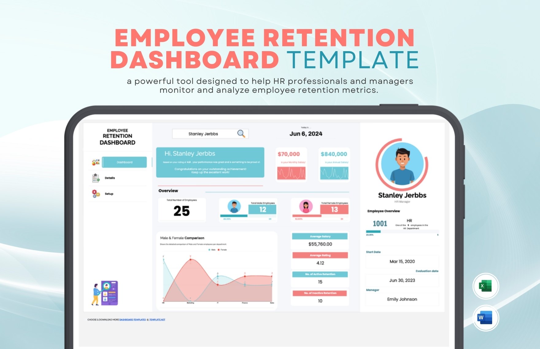 Employee Retention Dashboard Template