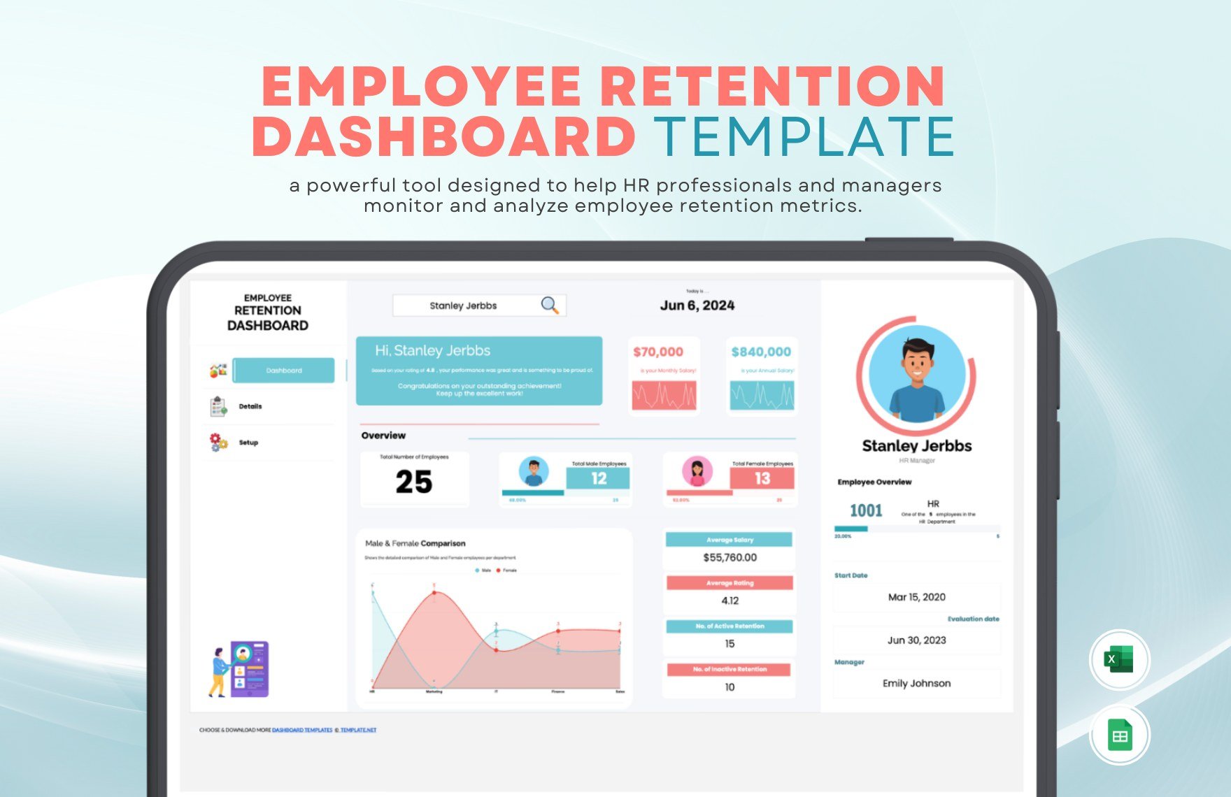 Free Employee Retention Dashboard Template in Excel, Google Sheets