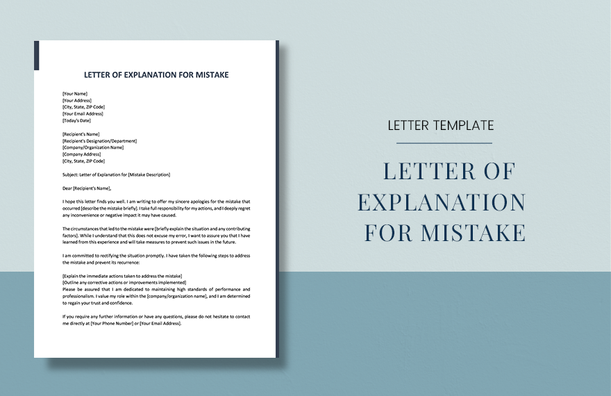 Letter of Explanation For Mistake