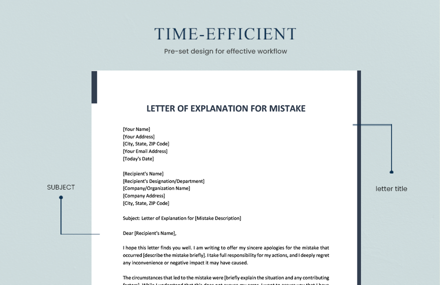 Letter of Explanation For Mistake