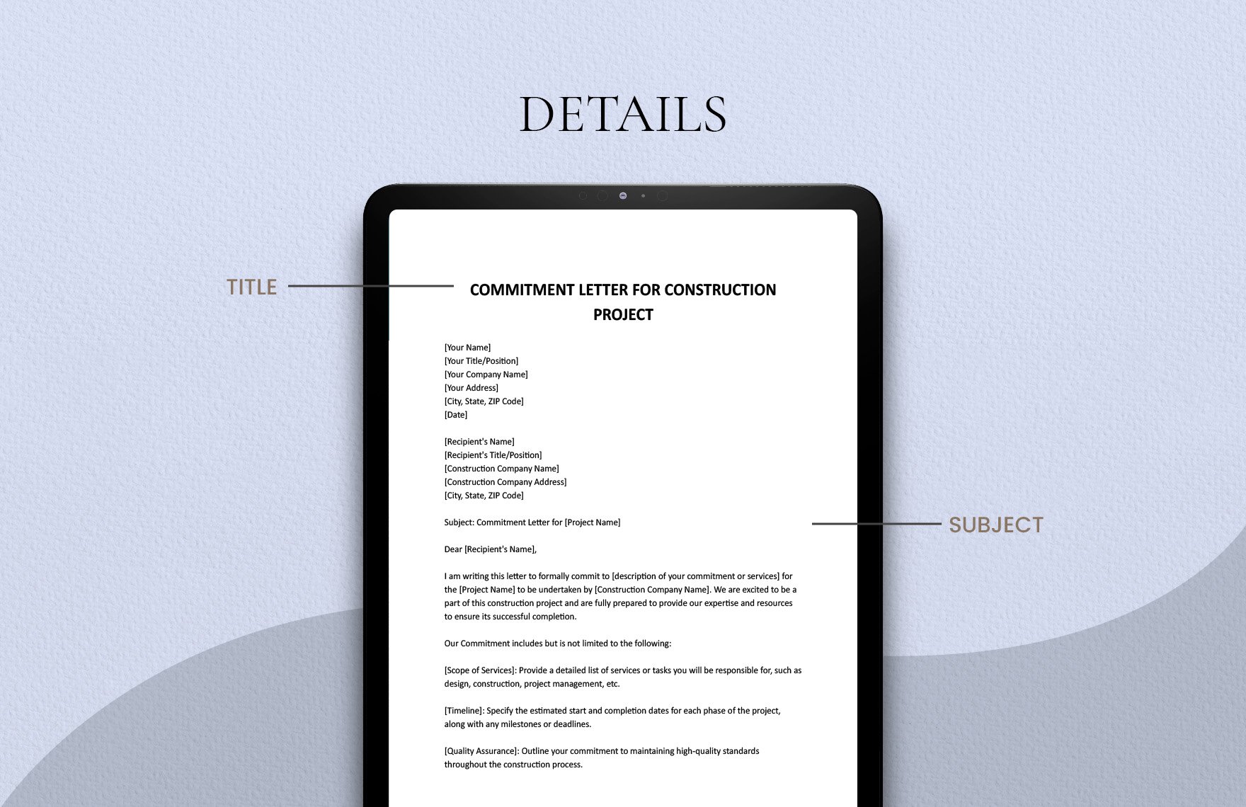 Commitment Letter For Construction Project