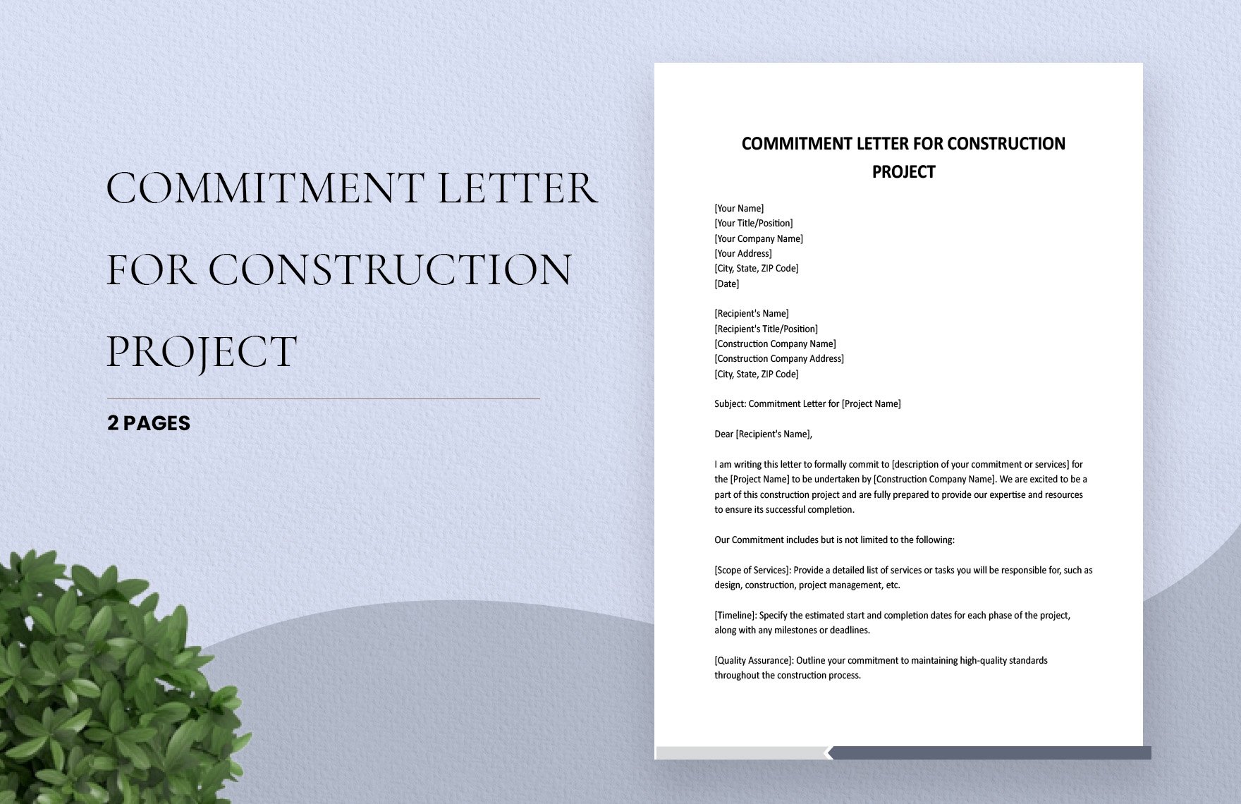 Free Commitment Letter For Construction Project
