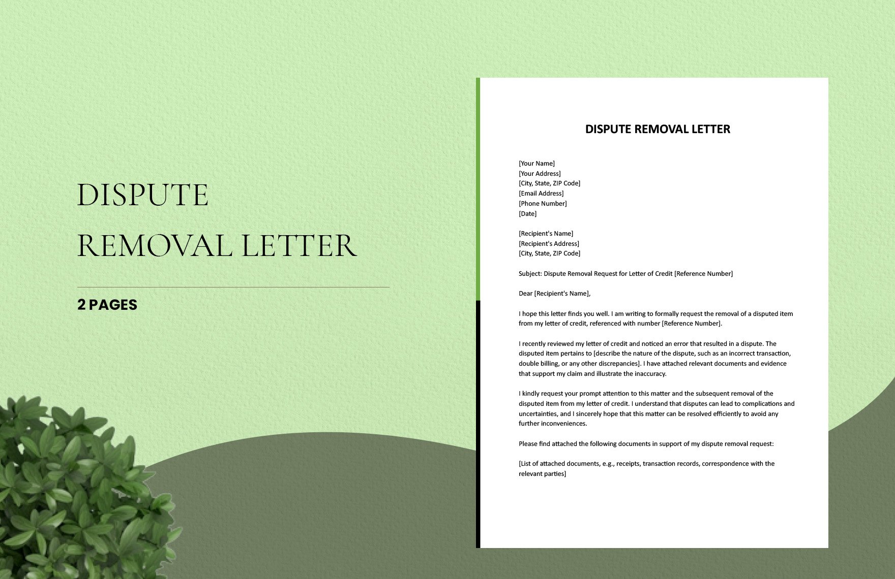 Dispute Removal Letter