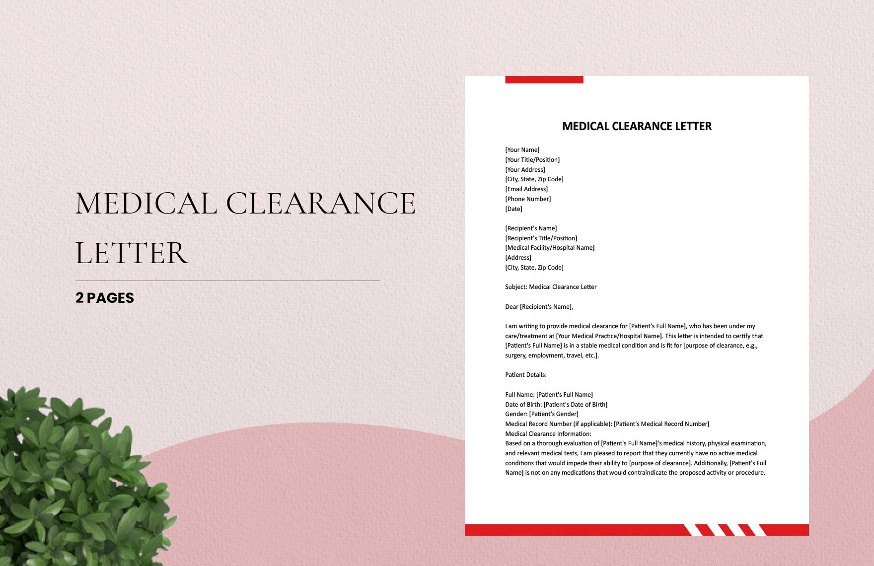 Medical Clearance Letter in Word, Google Docs, Apple Pages