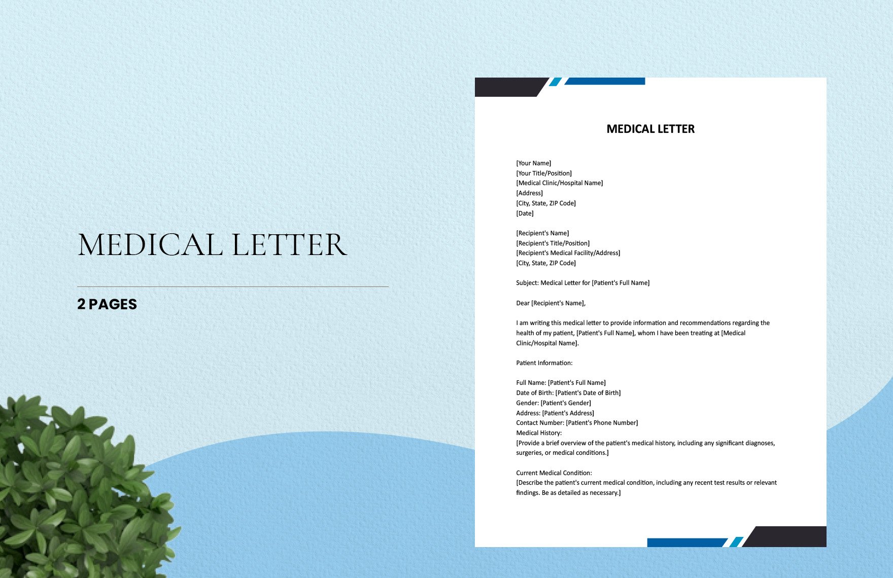 Medical Letter in Word, Google Docs, Apple Pages