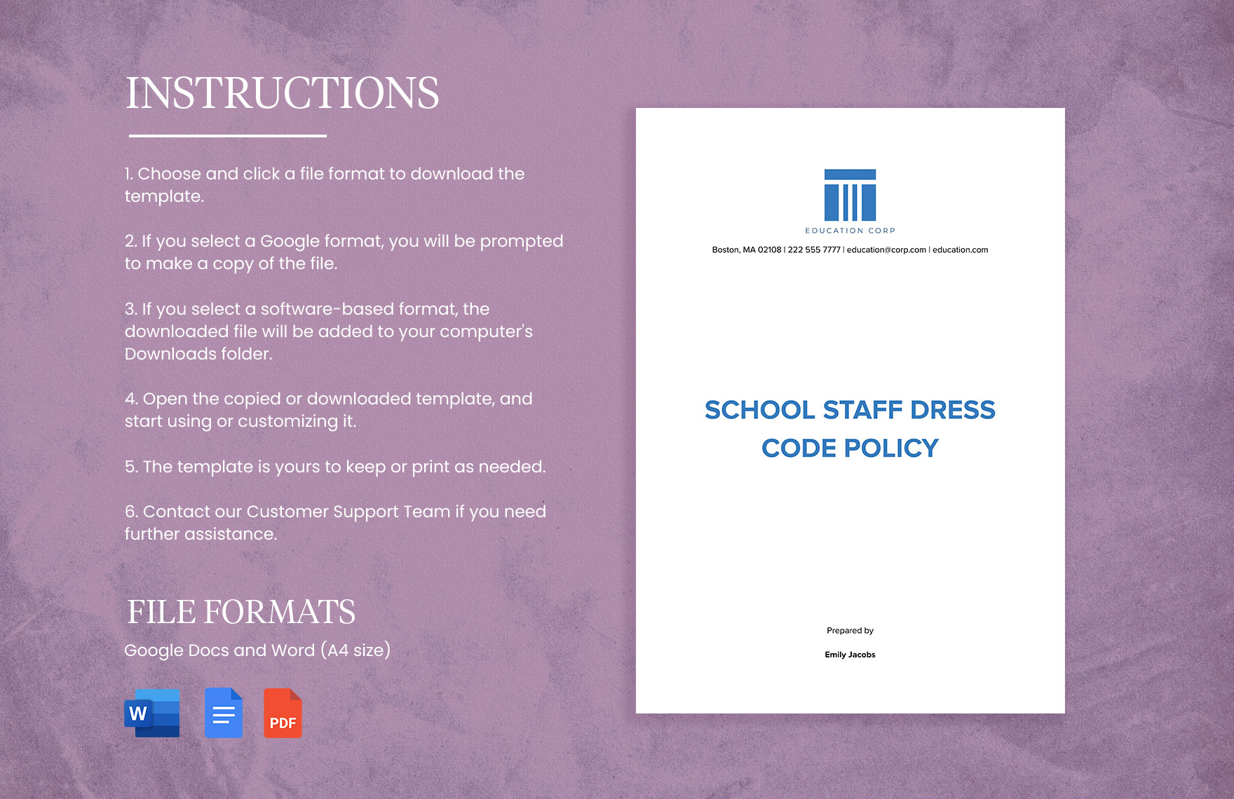 School Staff  Dress Code Policy Template