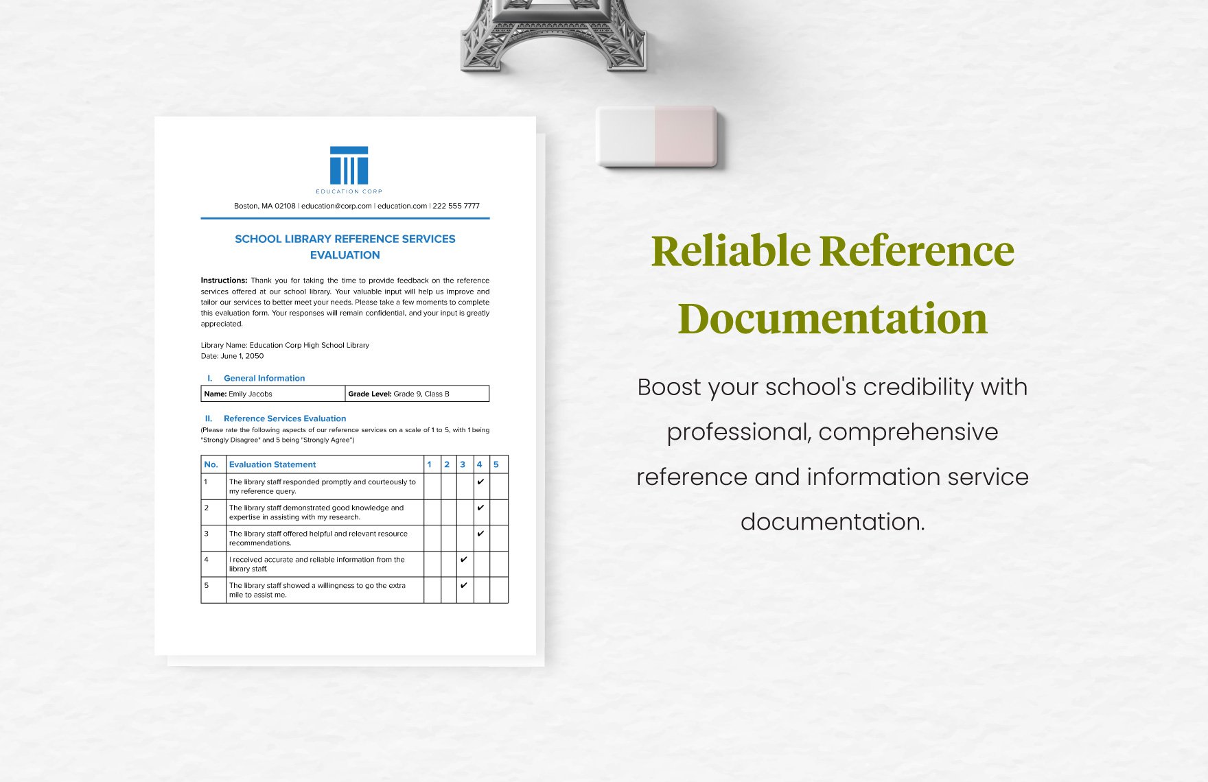 School Library Reference Services Evaluation Form Template